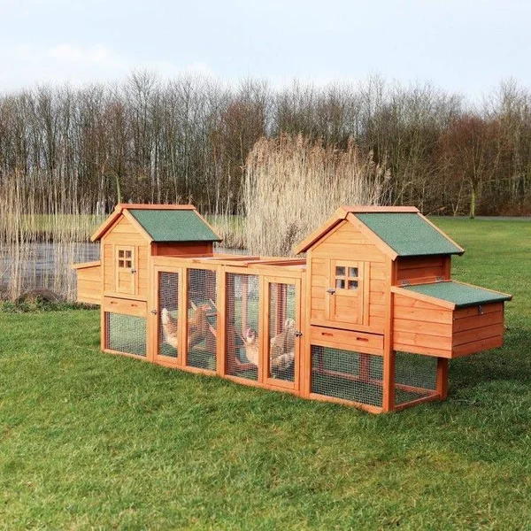 Trixie Pet Products Deluxe Chicken Coop Outdoor Run Hinged Roof Removable Dividers Ramps 2 Houses