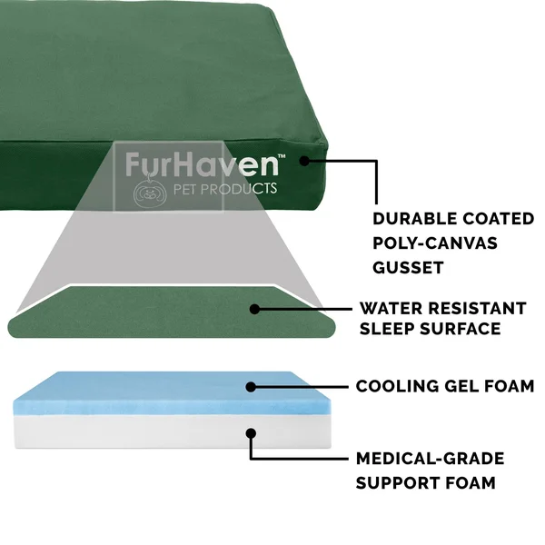 FurHaven Deluxe Mattress Dog Bed - Indoor/Outdoor Oxford Cooling Gel Foam, Forest, Jumbo