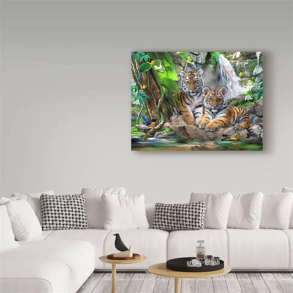 Trademark Art Howard Robinson 'Tigers and Waterfalls' Canvas Art