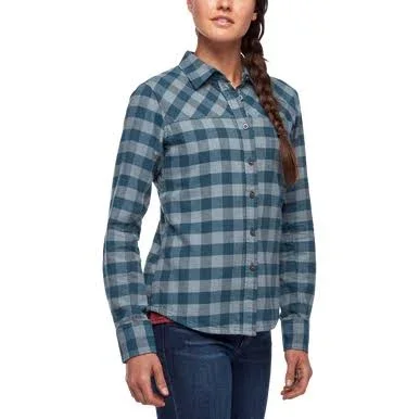 Black Diamond Women's Spotter LS Flannel Shirt - Xs - Tundra, Carbon Plaid