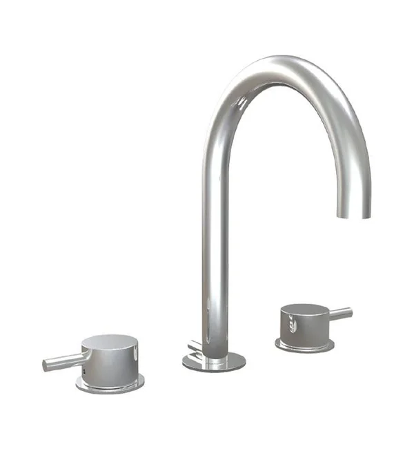 Phylrich Basic II 6 1/2x22 Double Lever Handle Widespread Bathroom Sink Faucet in Polished Brass Antiqued, SKU: 230-04-007