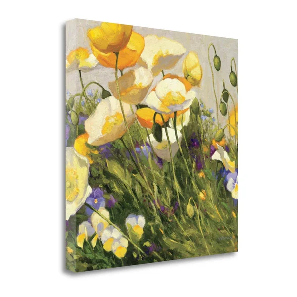Tangletown Fine Art Poppies and Pansies I by Shirley Novak, Giclee Print on Wrap Canvas, 28x28x22