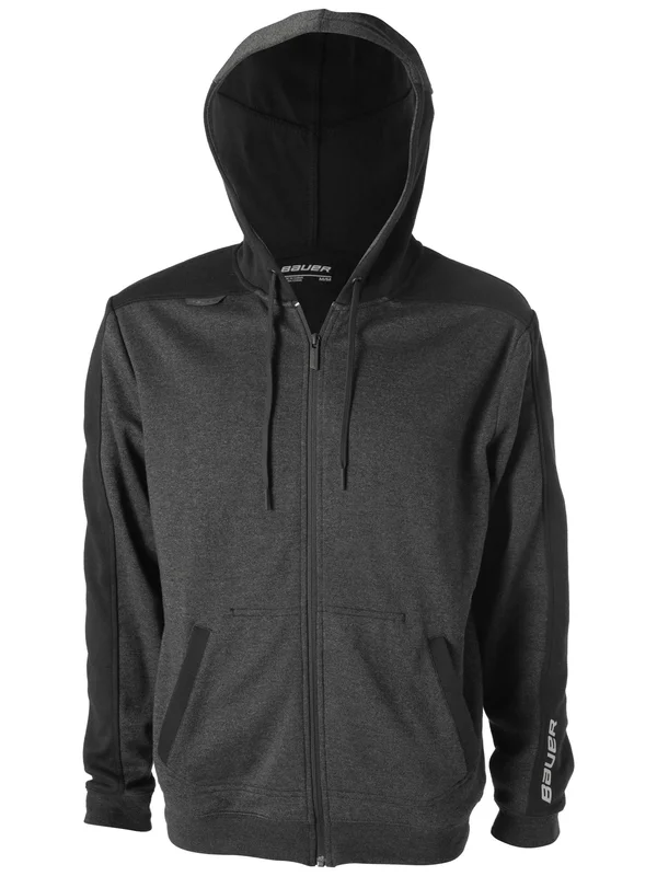 Bauer Premium Fleece Adult Full Zip Hoody - Small, Charcoal/Black