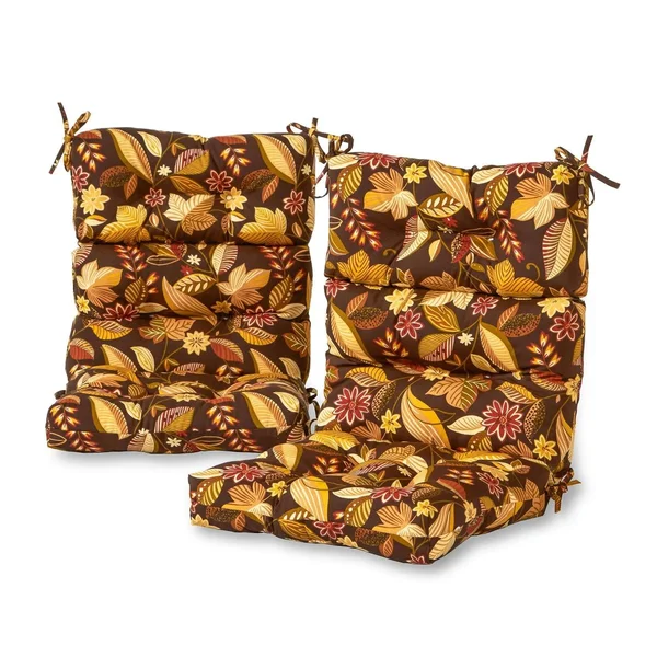 Greendale Home Fashions Outdoor High Back Chair Cushion (Set of 2), Timberland Floral, 44 x 22 x 5 In