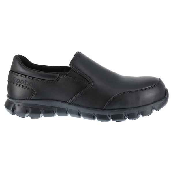 Men's Reebok Work Sublite Cushion Work RB4036 Slip-On, Adult, Size: 8.5, Black Leather