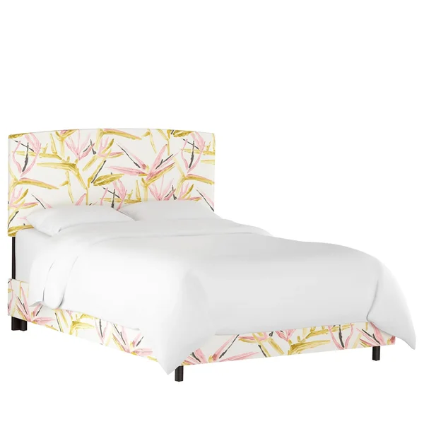 King Upholstered Bed Tropical Grass Pink/Cream - Opalhouse