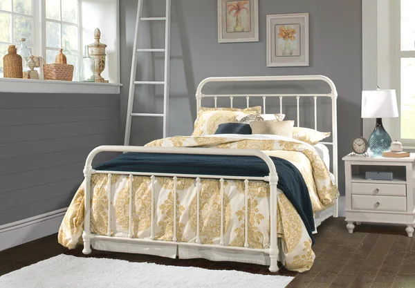 Hillsdale Furniture 1799-500 Kirkland Metal Spindle Panel Bed - Soft White, Queen