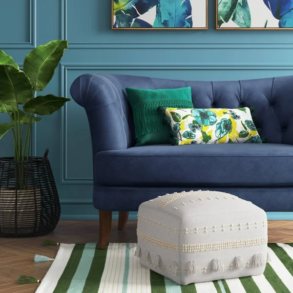 Lory Pouf Textured White - Opalhouse