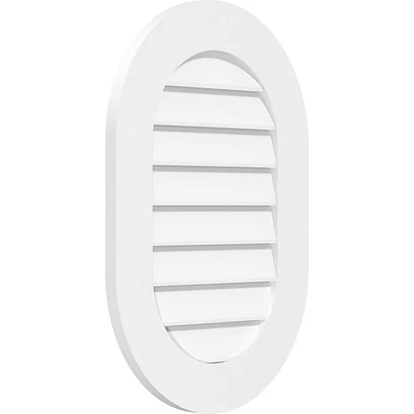 Ekena Millwork GVPVR14X1801SF 14x22W x 18x22H Vertical Round Ended Surface Mount PVC Gable Vent: Functional - w/ 3-1/2x22W x 1x22