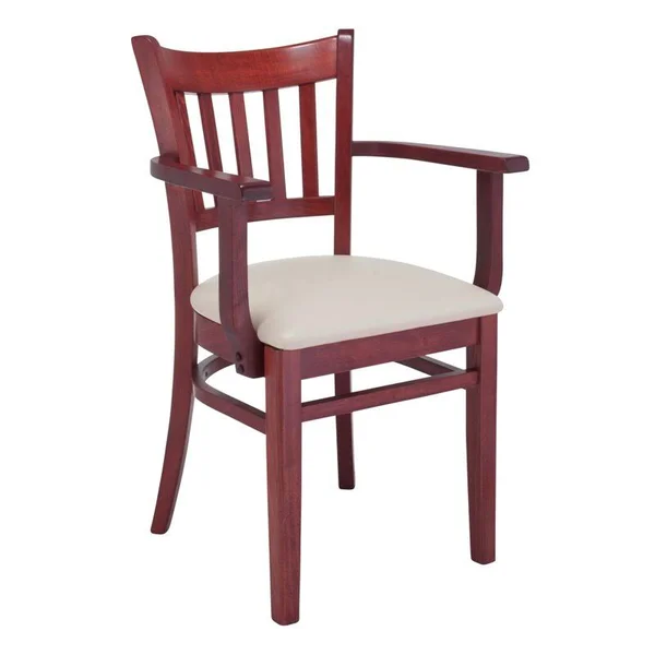 Beechwood Mountain Vertical Dining Arm Chair in Mahogany and Cream
