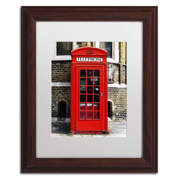 Trademark Fine Art English Phone Booth London Canvas Art by Philippe Hugonnard - White Mat, Wood Frame