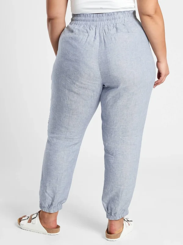 Athleta Women's Cabo Linen Jogger Chambray Blue Size 6