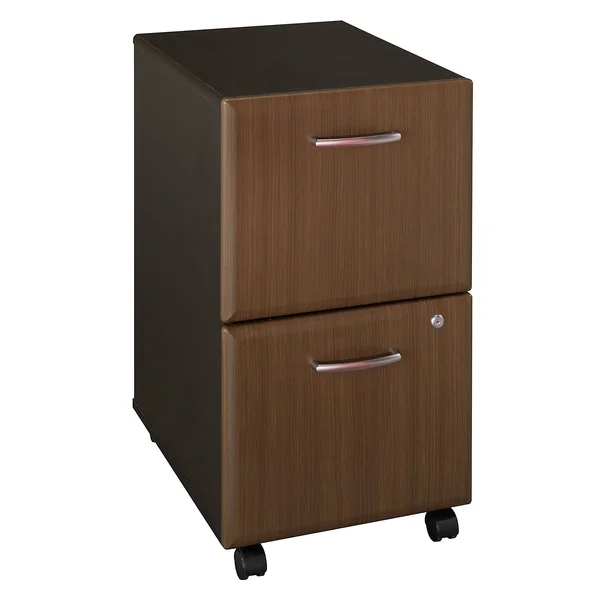 Bush Furniture Series A 2-Drawer Mobile File Cabinet - Sienna Walnut/Bronze