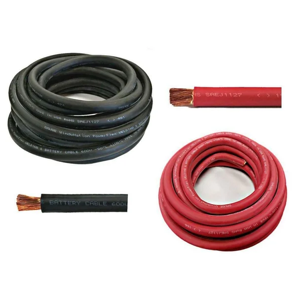 WindyNation 15 Feet Black + 15 Feet Red (30 Feet Total) 1/0-Gauge Welding Battery Pure Copper Flexible Cable Wire