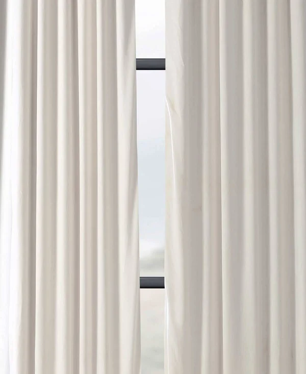 Half Price Drapes VPCH-120601-108 Signature Blackout Velvet Curtain, Ivory, 50 x 108