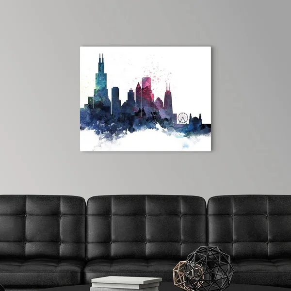 Chicago Watercolor Cityscape II - Canvas Wall Art, 30x24, Great Big Canvas