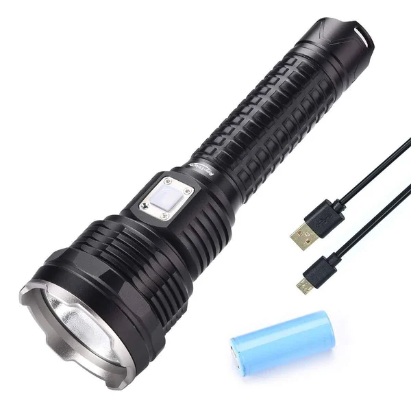 NHSUNRAY Tactical Flashlight 4022 Lumens Cree XHP70 LED Micro-USB Bright Rechargeable Searchlight Handheld LED Flashlights - Alum
