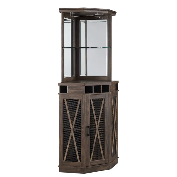 Corner Bar with Mesh Door Oak - Home Source