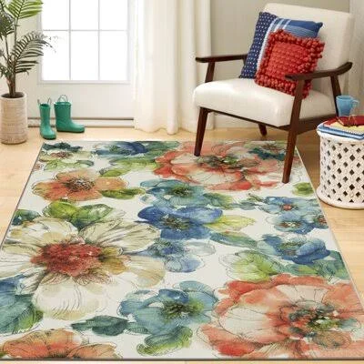 Fedna Floral Tufted Multicolor Area Rug Red Barrel Studio Rug Size: Rectangle 10& x 14&