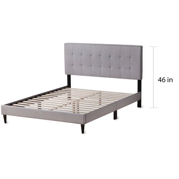 Copper Grove Ayrum Upholstered Bed Frame with Square Tufted Headboard Navy California King