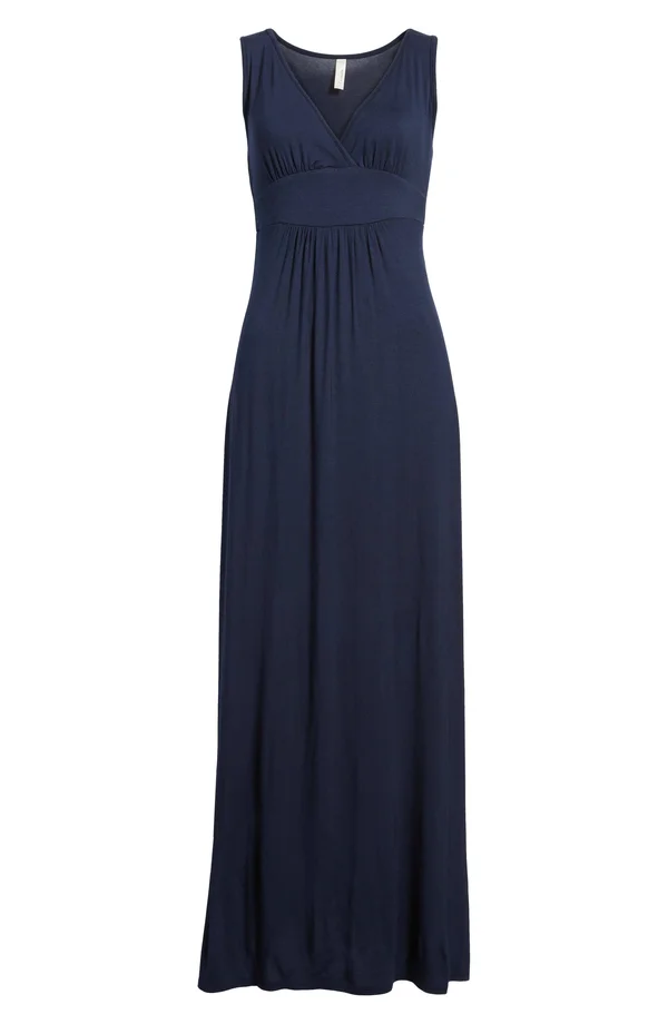 Petite Women's Loveappella V-Neck Jersey Maxi Dress