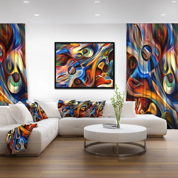 Designart & Abstract Music and Rhythm & Abstract Framed Canvas Art Print - Size: 34 inch x 18 inch
