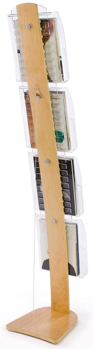 Literature Holders w/(4) Clear Pockets - Maple Base and Pocket Support 59 Tall (DS4LH)