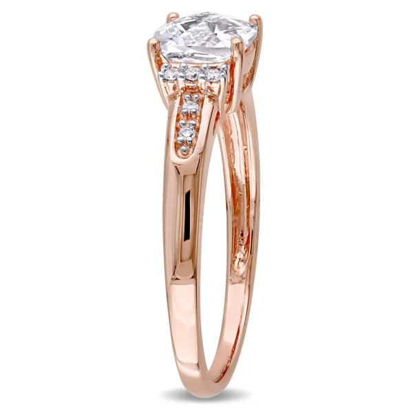 Miadora 10K Rose Gold Created White Sapphire and Diamond Accent Engagement Ring - 4.5