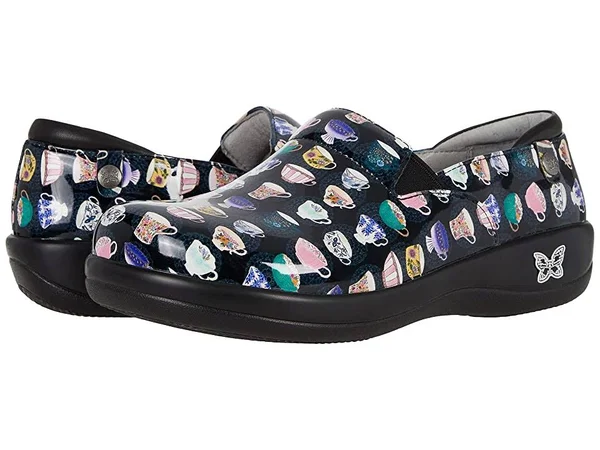 Alegria Keli Teacup Black Print Leather Clogs - 40(9.5/10M)