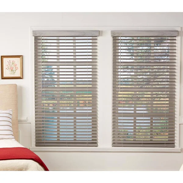 Perfect Lift Window Treatment Room Darkening Driftwood Gray 2 in. Cordless Faux Wood Blind 59.75 in. W x 72 in. L(Actual Size: 5