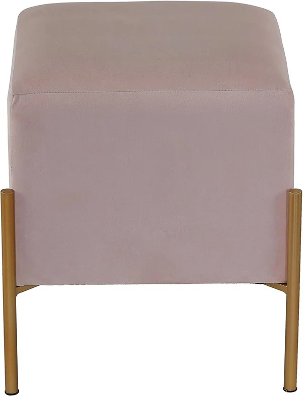 Spokane Square Ottoman Pink Velvet Modern Contemporary Solid Fabric