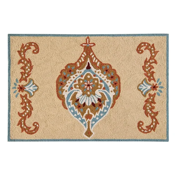 Mandalay Tan Wool Hooked Rug
