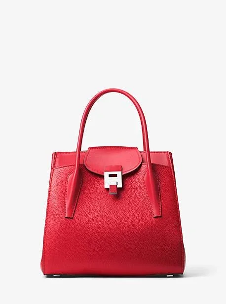Michael Kors Collection - Bancroft Large Pebbled Calf Leather Satchel, Red, One Size
