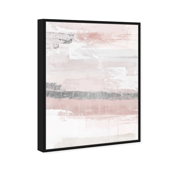 Oliver Gal 'Sophisticated Elements Blush' Abstract Wall Art Framed Canvas Print Paint - Pink, Gray - 20 x 24 - Black