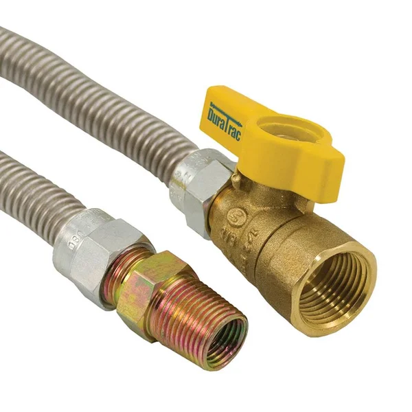 5/8x22 GAS Connector - Uncoated with Ball Valve, 1/2x22 MIP x 3/4x22 FIP Ball x 72x22 G71261