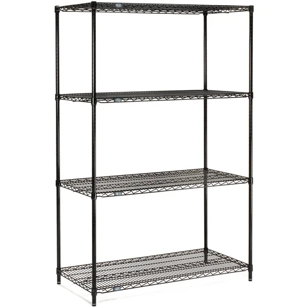 Nexel Black Epoxy Wire Shelving Starter 60x22W x 24x22D x 63x22H 24606B