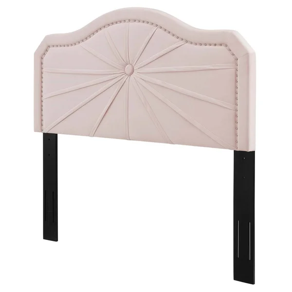 Edmond Pink Velvet Upholstered Full/Queen Size Headboard with Nailhead Trim