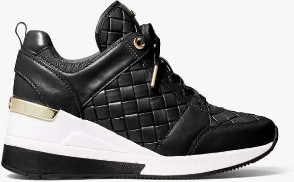 Michael Kors Georgie Woven Leather Trainer - Black - Low-top Sneakers
