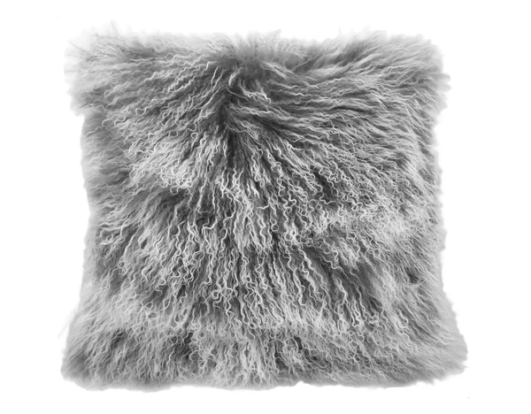 20x22 Grey Genuine Tibetan Lamb Fur Pillow with Microsuede Backing