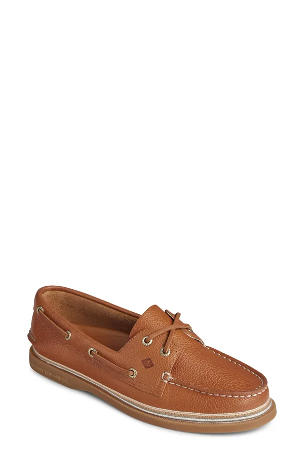 Women's Sperry Authentic Original Tumbled Leather Boat Shoe Navy, Size 5.5M