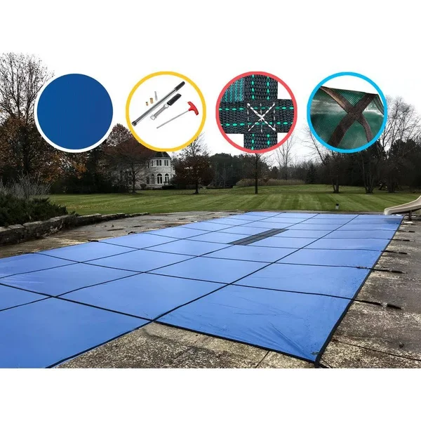 Water Warden 20& x 40& Pool Safety Cover with Center Step (Blue)
