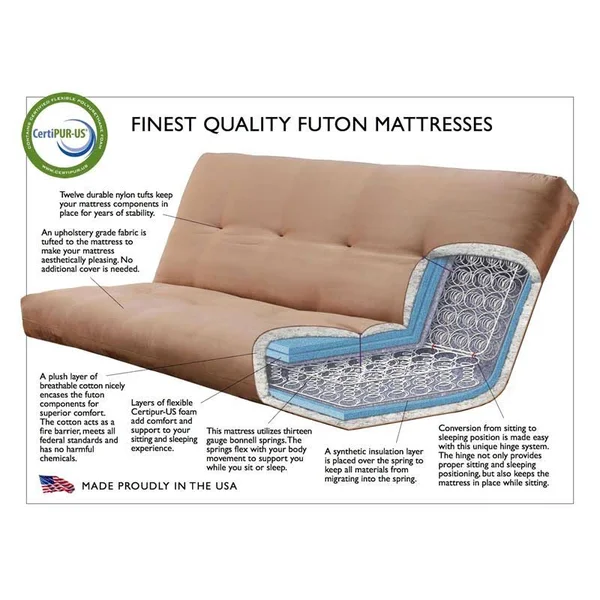 Kodiak Furniture KFLDRWLSTNLF5MD3 Lodge Frame-Rustic Walnut Finish-Linen Stone Mattress