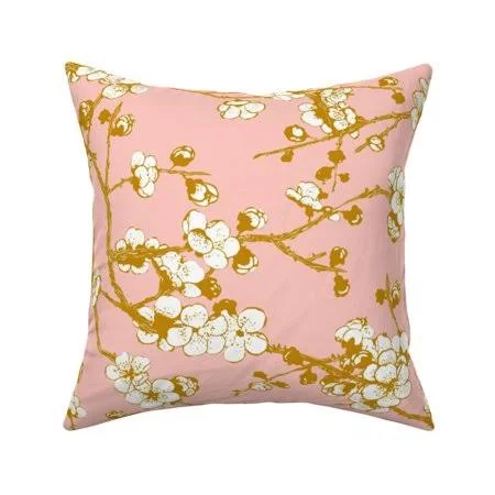 Chinoiserie Spring Bloom Throw Pillow Cover W Optional Insert by Roostery, Size: Cu003E+ert Add