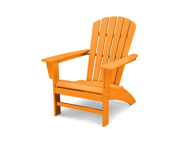POLYWOOD Outdoor Patio Adirondack Chair Traditional Curveback Tangerine Plastic