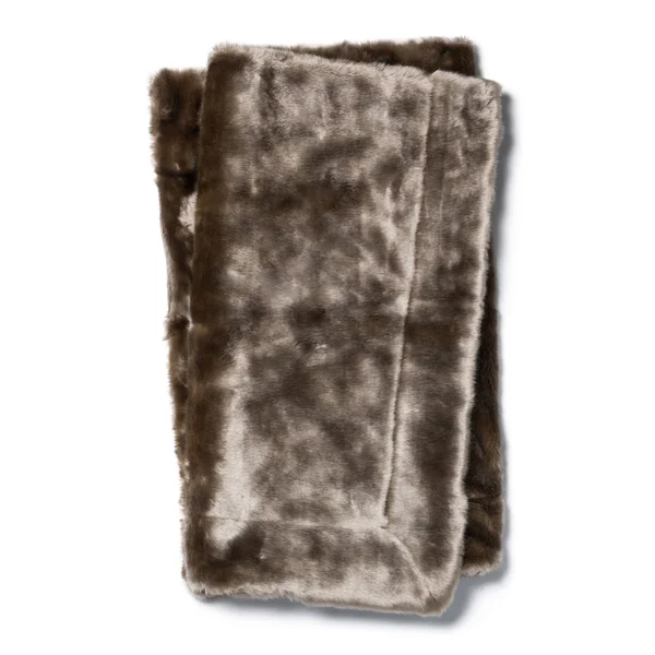 Alexander Home Plush Faux Fur Throw Blanket, White/Grey