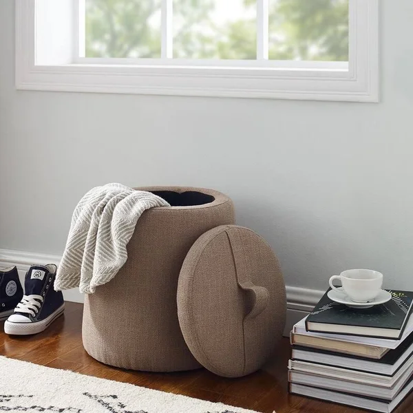 Linon Home D閏or Paddy Storage Ottoman - Beige Fabric