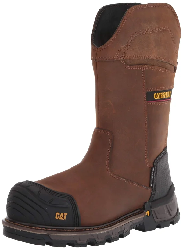 Men's Caterpillar Combine Pull on Waterproof Composite Toe Boot - Size: 11.5, Brown