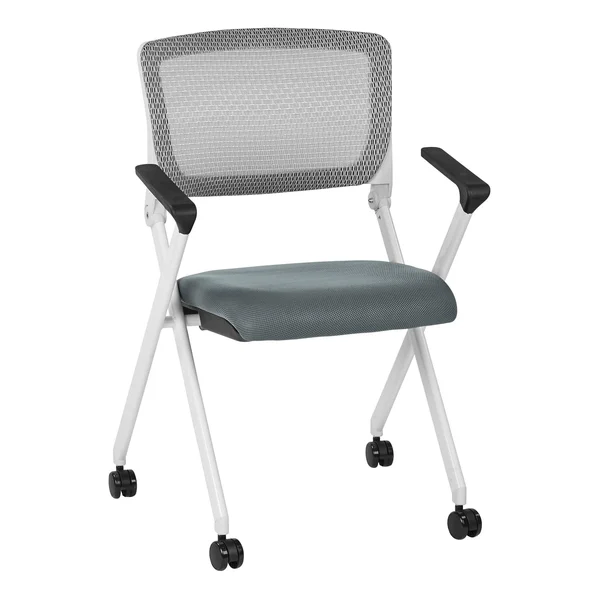 Folding Chair with Breathable Mesh Back and Gray Fabric Mesh Seat