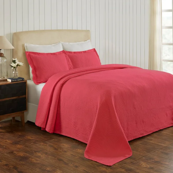 Miranda Haus Laurence Cotton Jacquard Matelasse Bedspread Set (White - Full)