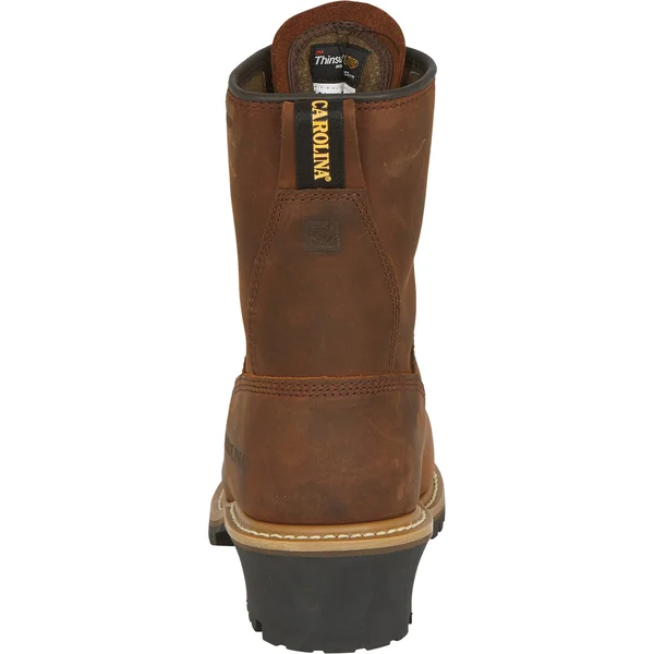 Carolina Men's 8x22 Waterproof Insulated Logger Work Boot -Brown- - 11 - D